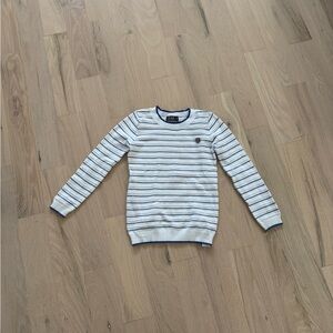 Belati Kids Striped Fine Sweater - White and Blue Size 12